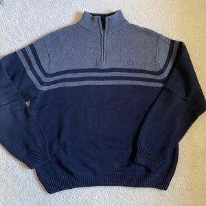 Chaps Navy and Gray Quarter Zip Sweater Size XL